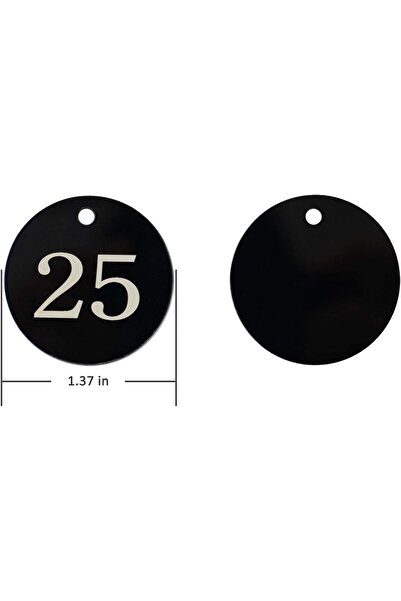 StayMax Acrylic ID Number Key Tags with Key Rings - Black (0-50)