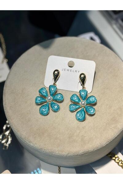 JEWELRY Bijuteri Pearl Detailed Flower Earrings