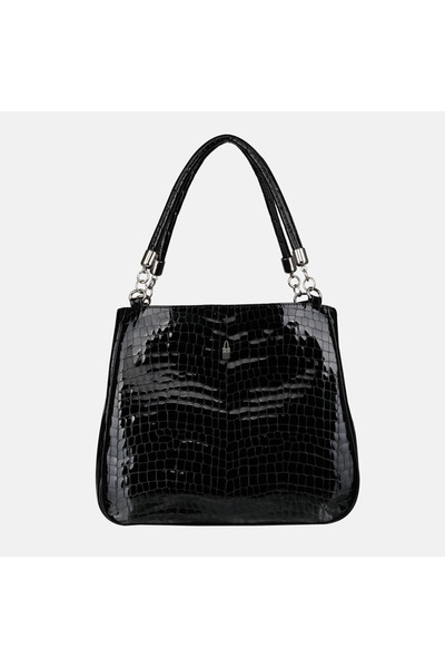 Other LUNA - Geantă neagră cu imprimeu de crocodil