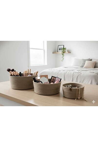 Dosade Decorative Jute Wicker Basket | Multi-Purpose Organizer | Bathroom, Kitchen and Bedroom Organizer