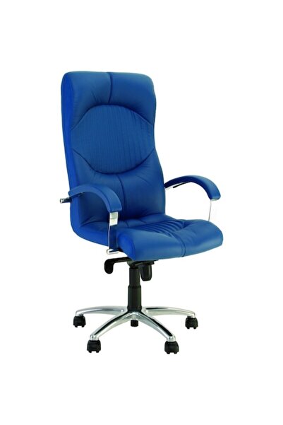 Ergonica Scaun directorial GERMINI STEEL CHROME, piele albastră