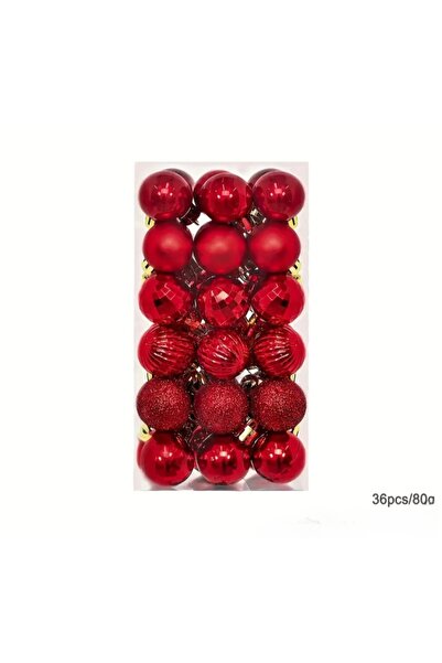 alenked 36 броя червени коледни топки 3 см, коледни топки за елха, топки за бор