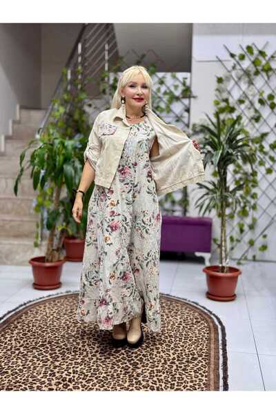 Punta Otantik Nc25001 Italian Velvet Floral Dress Jacket Set Cream