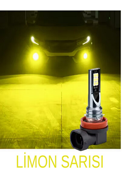 TVS Limon Sarısı H8 H9 H11 LED Sis Ampulü 12SMD 12V Araba Farı – 2 Adet