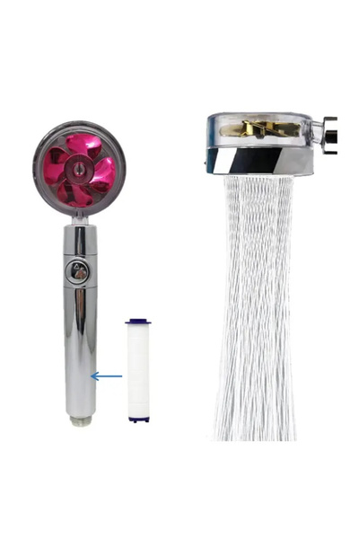 MaffStuff Red Vortex Type High Pressure Shower Head with Anti-limescale Filter and On/Off Button 26x8cm 🚿