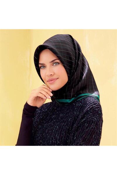 Armine وشاح حريري نوستالجيا - 8014-09 أسود أخضر تويل