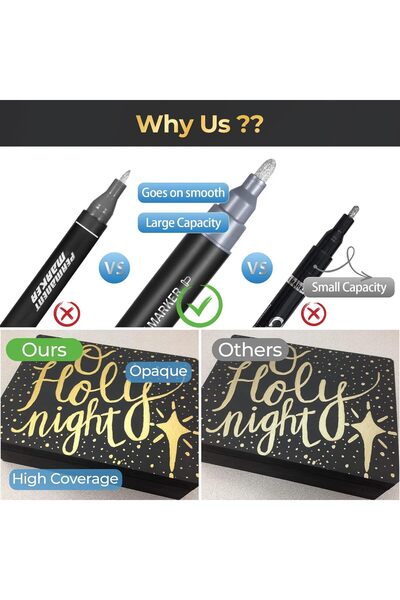 Generic Metallic Liquid Gold Paint Pens - Pack of 2 (Dual-Ended Chrome Markers)