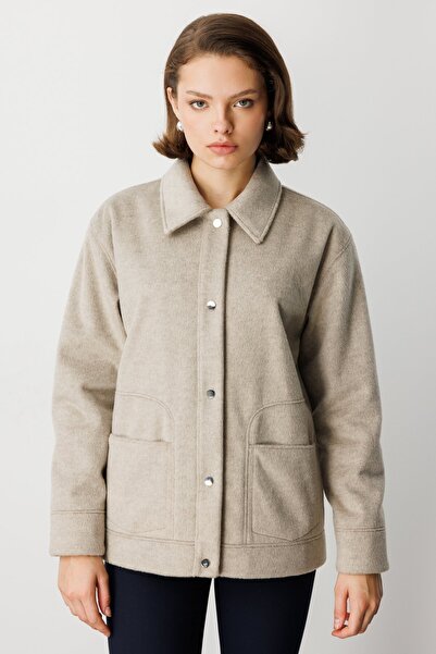 Ekol Torba Cepli Short Cashmere Coat