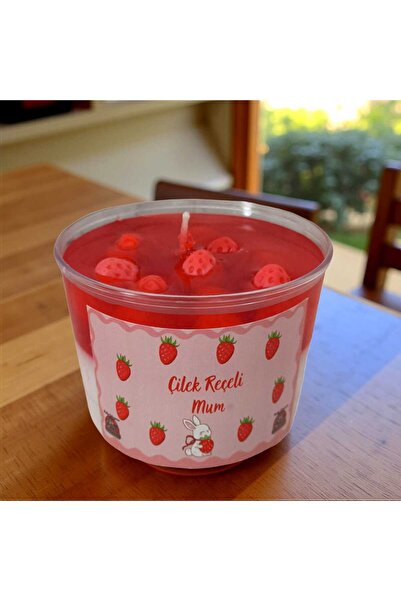 MODA Çilek Reçeli Mum – Jel & Soya Wax El Yapımı Kokulu Mum (Çilek Kokulu Mik...