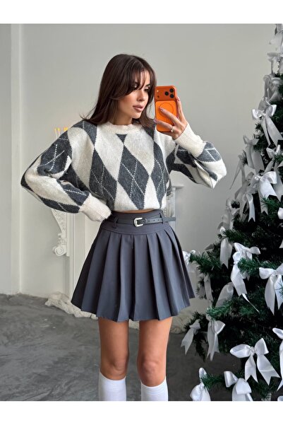 mydukkan.co Belted Pleated Mini Skirt