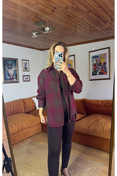 Butik BORDO KAHVE KARELİ KALIN GÖMLEK