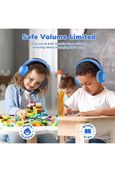 iClever Kids Wireless Headphones BTH22, 60H, 74/85dBA Safe Volume, Bluetooth 5.4, USB-C, Over-Ear