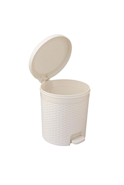 mastergold Woven-Pattern Pedal Bin – 20L Plastic Trash Can with Lid, 28×32 cm (White)