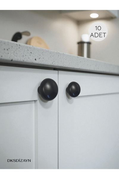 DKSDİZAYN 10 ADET Siyah Mantar Düğme Kulp - 1. SINIF Polimer - Mobilya Çekmec...