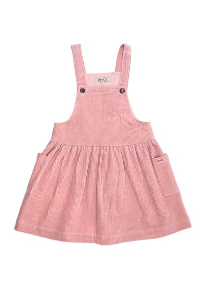 Ozmoz By Mukadder Özden Dark Pink Winter Little Girl's Dress with Velvet Straps