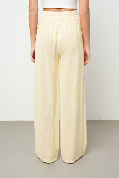 Orfeo Negro Women's Elastic Waist Wide Leg 100% Cotton Pants