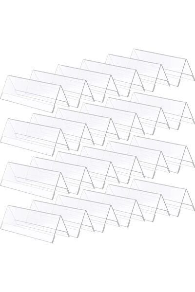 BBA مجموعة من 24 لوحة اسم مكتبية من الأكريليك الشفاف مع إطار عرض للطاولة (21....