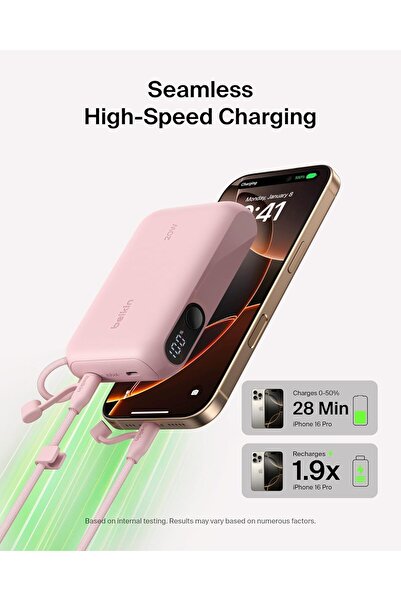 Belkin 10000mAh Slim Power Bank 20W Fast Charging 2 USB C Ports Digital Display Portable Charge