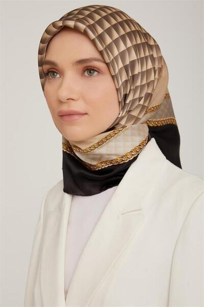 Armine وشاح حريري نوستالجيا - 8834-54 أسود بيج تويل