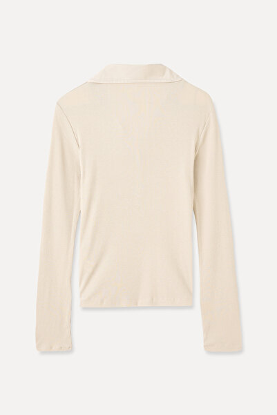 Mudo Modal Mixed Fitted Long Sleeve Blouse