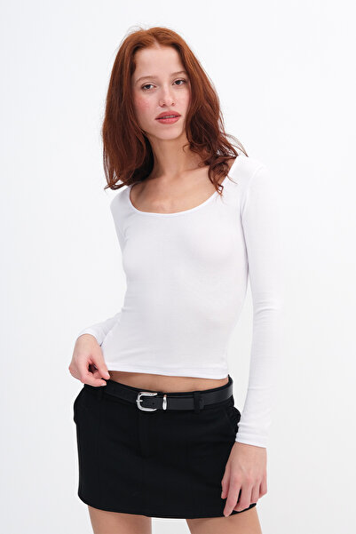 Addax U Neck Basic Modal Blouse B4410