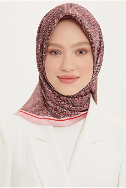 Armine وشاح حريري حنين - 8733-31 نسيج قطني طويل باللون الأحمر البودرة