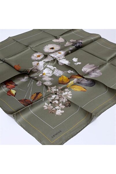 Armine وشاح حريري نوستالجيا - 8128-07 أخضر زيتوني من قماش التويل