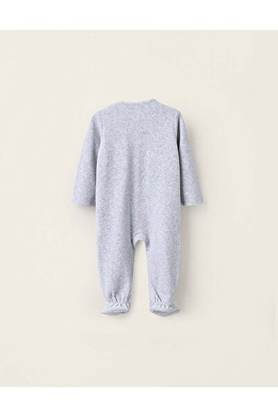 Ziddy Newborns' Velours Sleepsuit with Sailor Collar, Grey