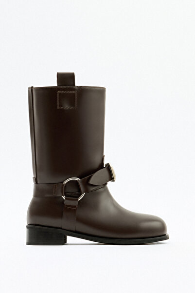 LUTVELIZADE Boots 2518 - Double Buckle Biker Bitter Brown Women's Boots