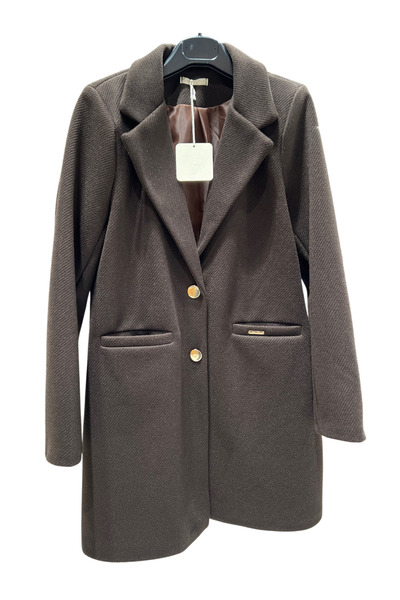 OEM Elegant women's brown coat with gold buttons