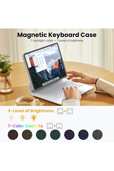 Fogy Apple Ipad (A16) 2025 Uyumlu Magic Touchpad RGB Işıklı Türkçe Q Klavyeli Kılıf