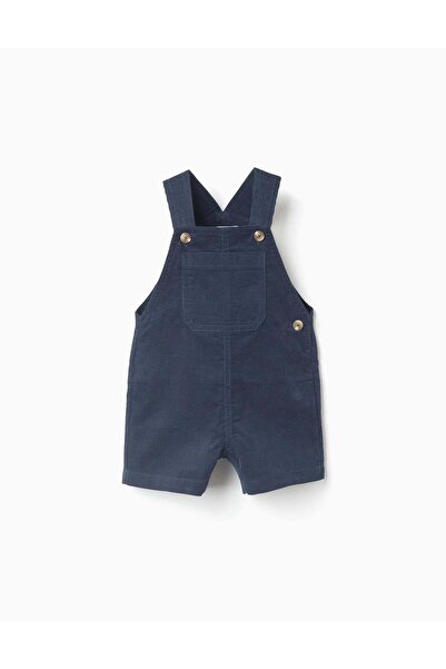 Ziddy Corduroy dungarees with front pocket 'B&S' for baby boys, dark blue