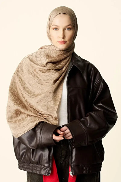 Madame Polo Premium Jakar Şal Halka Desen - Vizon