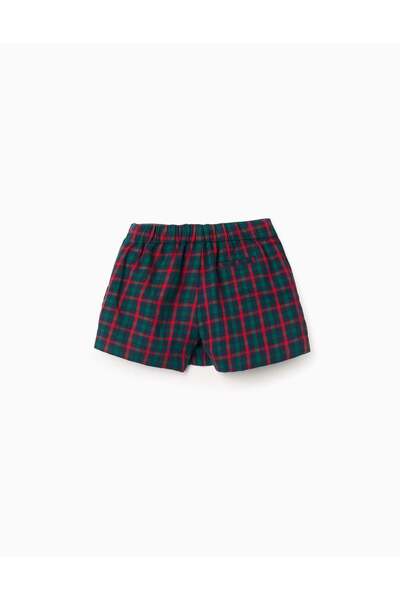 Ziddy Checked Cotton Skort for Girls 'You & Me', Green/Blue/Red