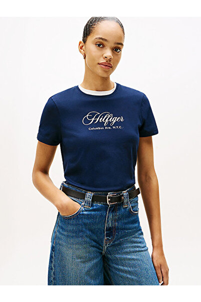 Tommy Hilfiger Logo Embroidery Crew Neck T-Shirt