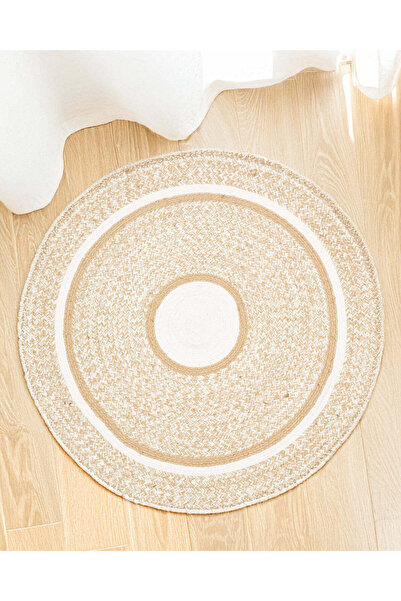 REDTAG Beige Braided Round Woven Dhurrie