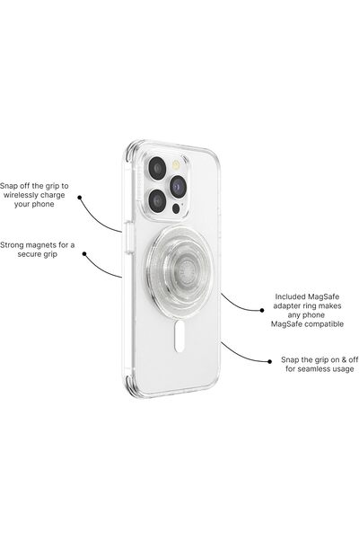 Popsockets Round Phone Grip Compatible with MagSafe, Adapter Ring Included - ...