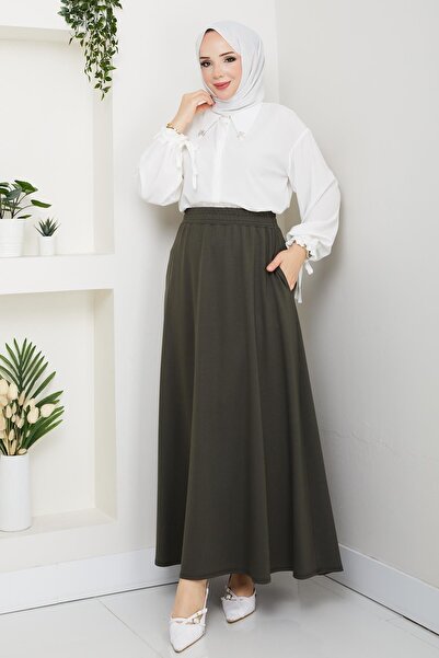 Günay Karaca Haki Oşho Kumaş Kadın Etek Beli Lastikli 38 40 42 44 46 48 Bedenlere Uyumludur.