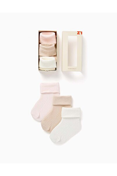 Ziddy مجموعة من 3 جوارب مضلعة للبنات حديثي الولادة والرضع، متعددة الألوان