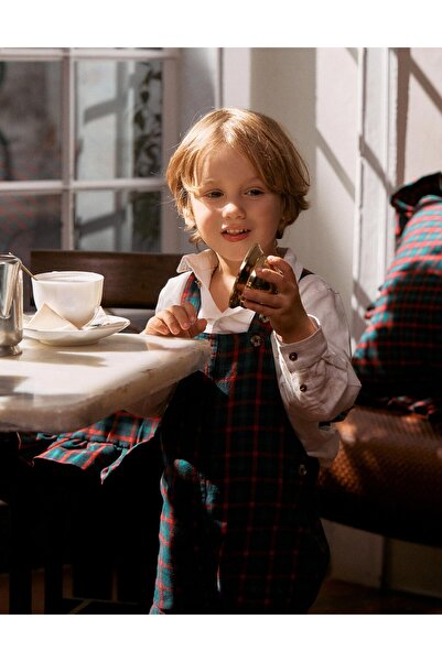 Ziddy Checkered Shirt + Dungarees for Baby Boys 'You & Me', Green/Blue/Red