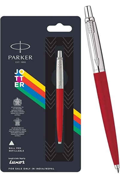 Parker Jotter Standard Ballpoint Pen Chrome Trim - Red Body