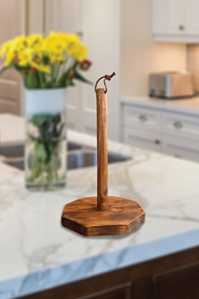 Bakasana El Yapımı Masif Ahşap Kağıt Havluluk – Mutfak Tezgahı Rulo Havlu Tut...