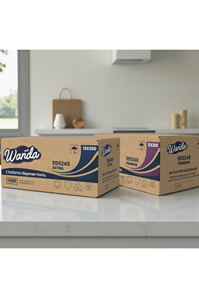 Wanda soft Z Fold Paper Towel Extra 21X21 cm |   24 Packs X 200 Sheets |   Durable & Dispenser Compatible
