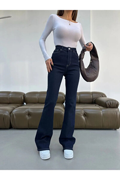 LİMABEL Morena Ispanyol Paça Power Likra Kadın Flare Jean Pantolon 2026 (Milano)