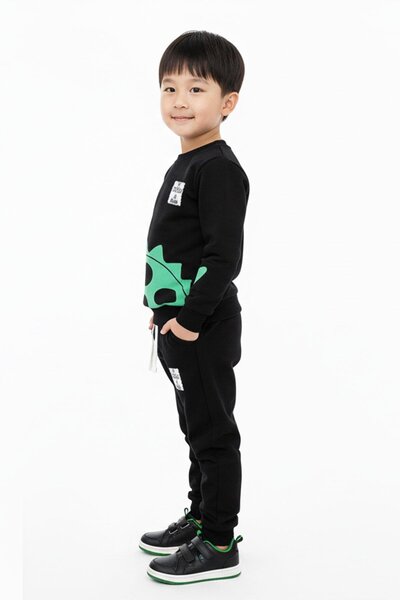 NEWKİDS Dinosaur Printed Transitional Cotton Boy's Suit