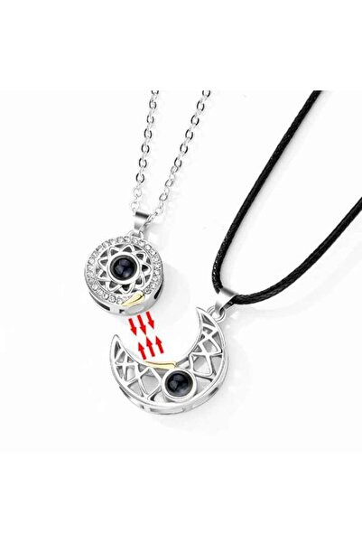 OEM Set of 2 magnetic necklaces, sun and moon, "I love you" message in 100 languages