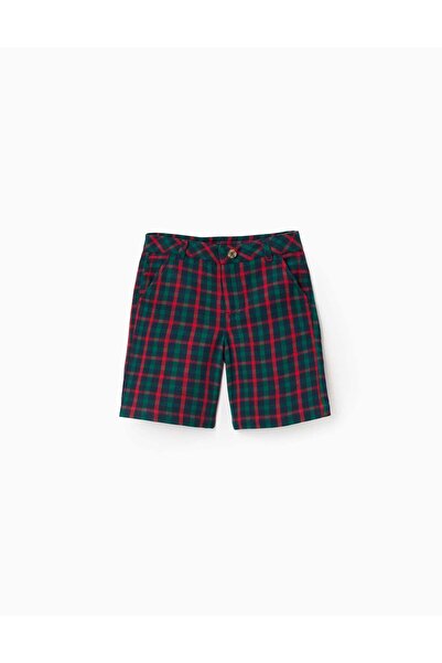 Ziddy Cotton checked chino shorts You&Me for boys, green/blue/red