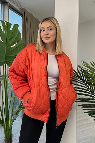 VİSKALİ Patch Detaylı Turuncu Mevsimlik Mont