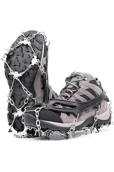 RoveZone Set de 2 colțari cu 19 crampoane antiderapante pentru gheață, zăpadă, drumeții montane, alpinism, oțel, silicon