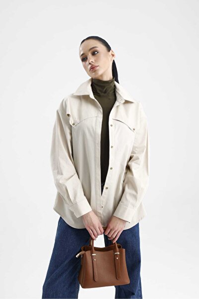 GACA COLLECTION RONDA Kadın Ön Yaka Detaylı Gömlek